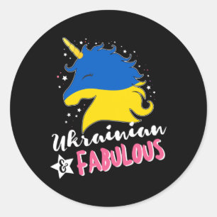 Ukrainian Unicorn Ukraine Flag Classic Round Sticker