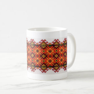 Ukrainian Vyshyvanka Hutsul Embroidery Orange Mug