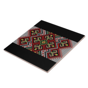 Ukrainian Vyshyvanka Rushnyk Embroidery Ceramic Tile