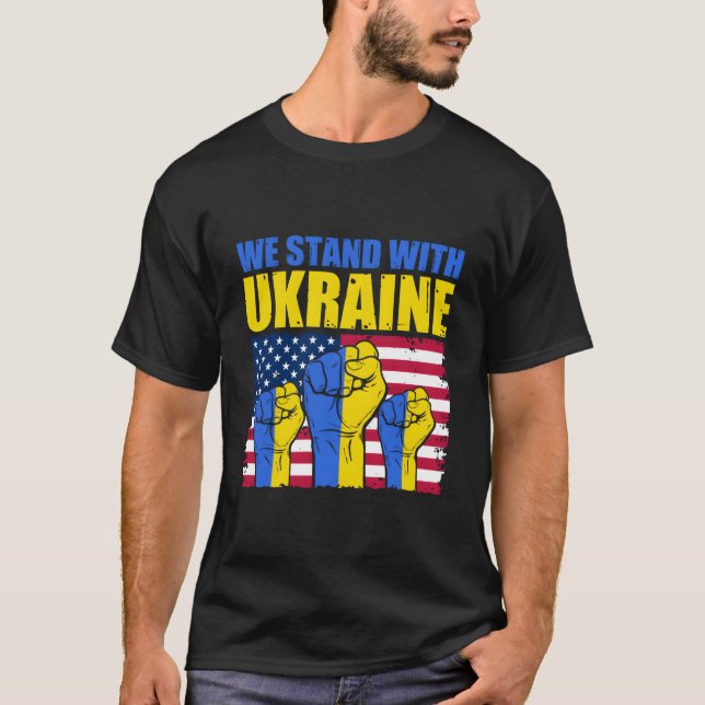 Ukrainian We Support Ukraine Flag I Stand With Ukr T-Shirt (Front)