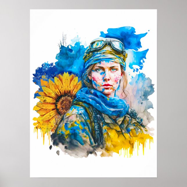 Ukrainian Woman Warrior Soldier Poster (Front)