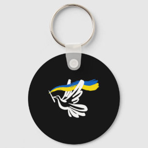 Ukrainian Yellow Blue Flag With White Dove Support Key Ring