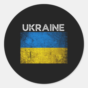 Ukrainian Yellow Blue Flag With Word Ukraine Distr Classic Round Sticker