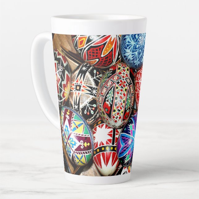 Ukranian Easter Eggs Latte Mug (Left Angle)