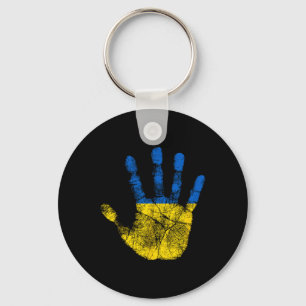 Ukranian Flag Hand Print Symbol Vintage Style  Key Ring