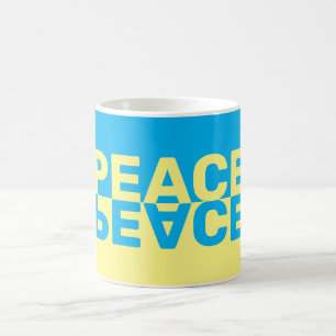 Ukranian flag with peace letters coffee mug