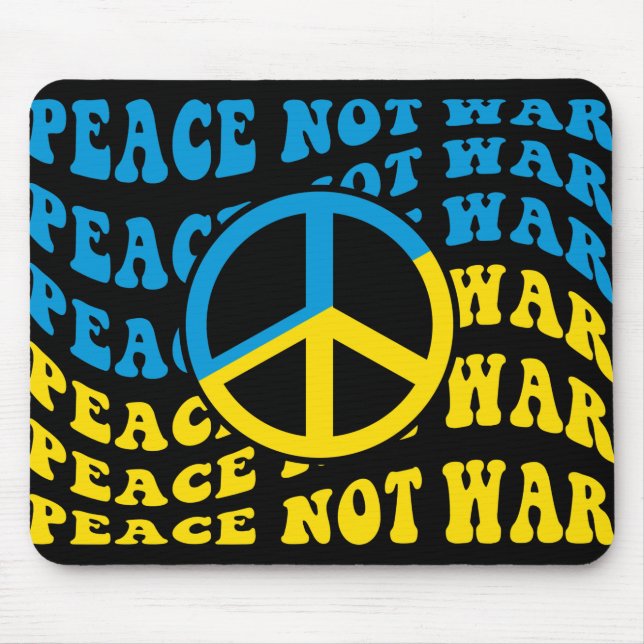 UKRANIAN PEACE NOT WAR PEACE SIGN MOUSE PAD (Front)