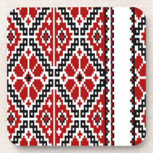 Ukrianian red black embroidery coaster