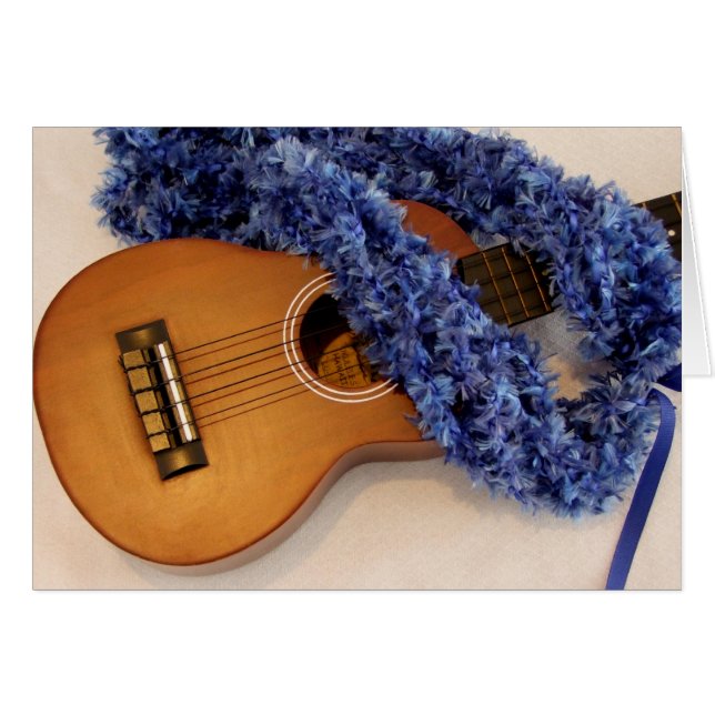 Ukulele and Blue Lei (Front Horizontal)
