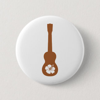 Ukulele and hibisbus 6 cm round badge