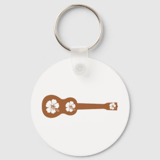 ukulele and hibiscus aloha flower key ring