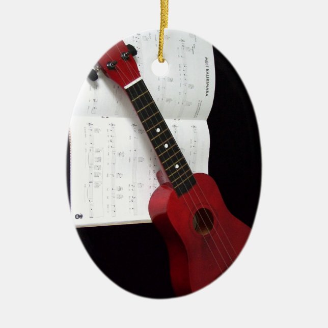 Ukulele and Songbook Ceramic Ornament (Front)