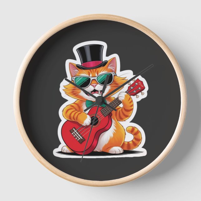 Ukulele Cat Serenade Clock (Front)