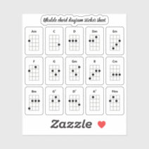 Ukulele Chord Diagram Stickers | Beginner Chords