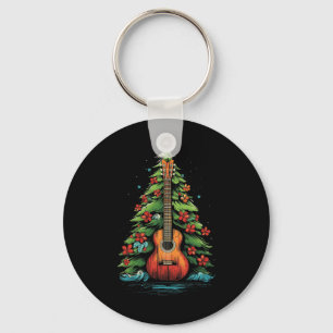 Ukulele Christmas Music Graphic Tees for Men Women Key Ring