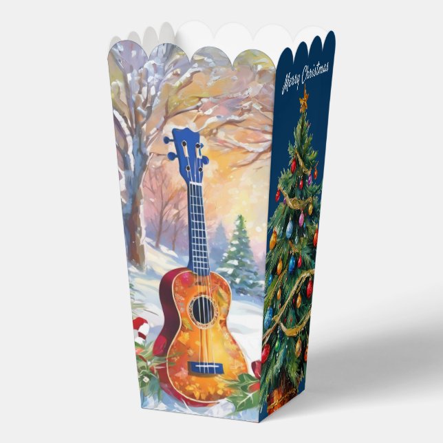 Ukulele Christmas Tree Popcorn Favour Box (Front)