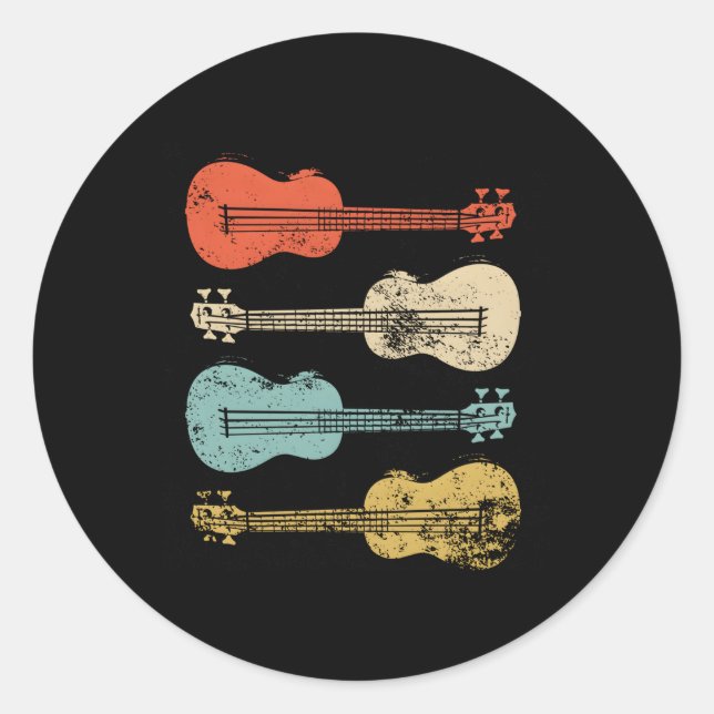 Ukulele Colourful Eapple Hawaiian Uke Classic Round Sticker (Front)