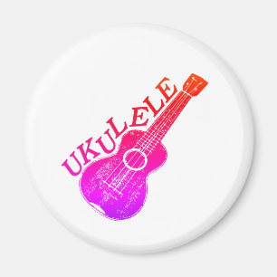 Ukulele Colourful Text And Image Magnet