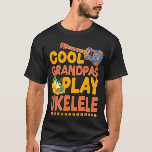 Ukulele Cool Grandpas Play Ukulele T-Shirt (Front)