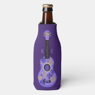 Ukulele custom monogram bottle cooler