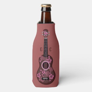 Ukulele custom monogram bottle cooler