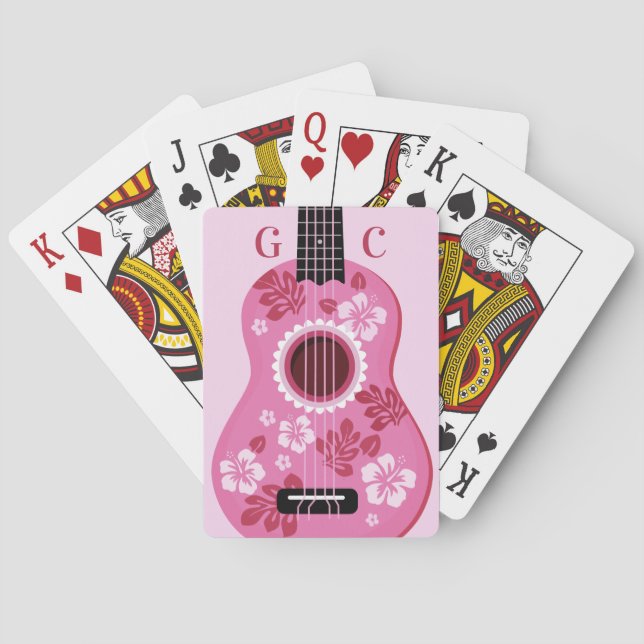 Ukulele custom monogram playing cards (Back)