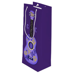 Ukulele custom monogram wine gift bag