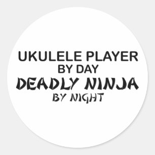 Ukulele Deadly Ninja by Night Classic Round Sticker