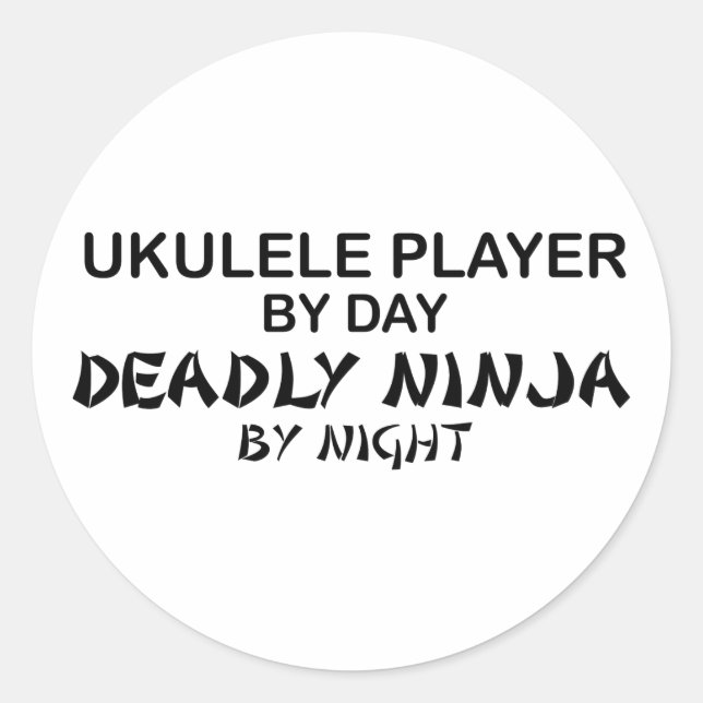 Ukulele Deadly Ninja by Night Classic Round Sticker (Front)