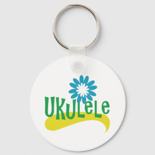 Ukulele Fun Colourful Flower Key Ring