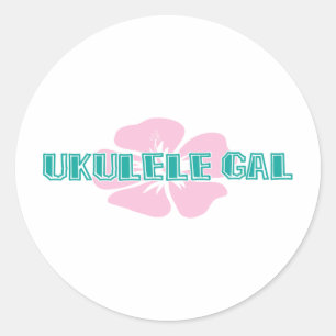 Ukulele Gal Classic Round Sticker