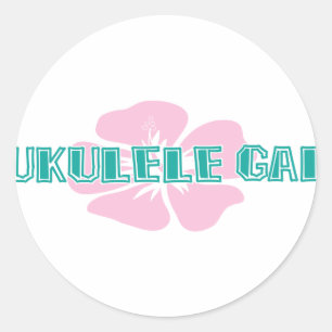 Ukulele Gal Classic Round Sticker