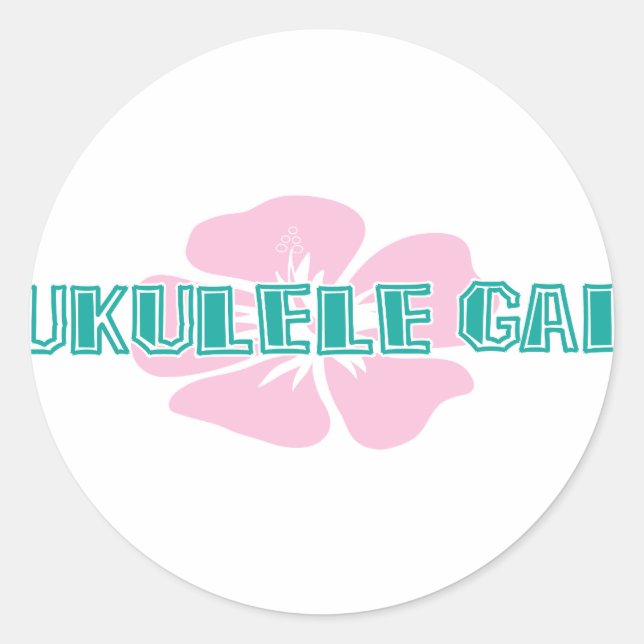 Ukulele Gal Classic Round Sticker (Front)