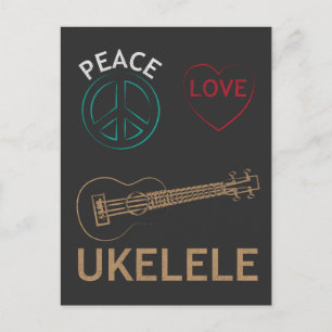 Ukulele Gift- Peace Love Ukelele Uke Love Postcard
