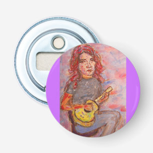 ukulele girl art bottle opener