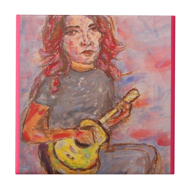 ukulele girl art tile (Front)