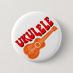 Ukulele Groovy Text Art 6 Cm Round Badge