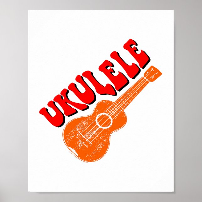 Ukulele Groovy Text Art Poster (Front)
