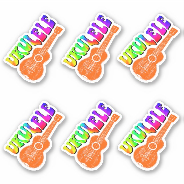 Ukulele Groovy Text Art Prints (Front)