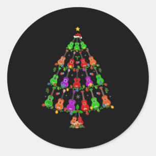 Ukulele Guitar Christmas Tree Funny Music Lover Mu Classic Round Sticker