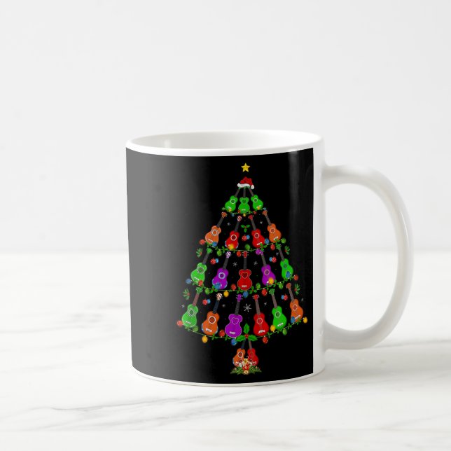 Ukulele Guitar Christmas Tree Funny Music Lover Mu Coffee Mug (Right)