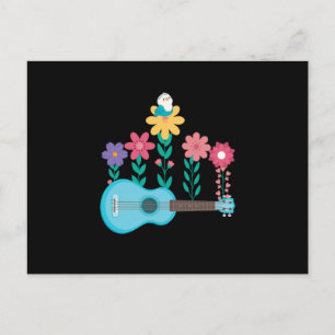 Ukulele Guitar Flowers Music Acoustic Bass Gift Postcard