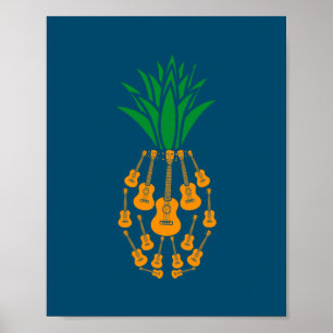 Ukulele Guitar Hawaii Music Pineapples Fruit Uke Poster