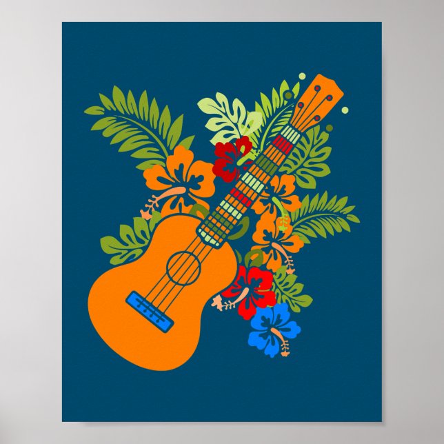 Ukulele Guitar Hawaii Music Plants Nature Uke Poster (Front)