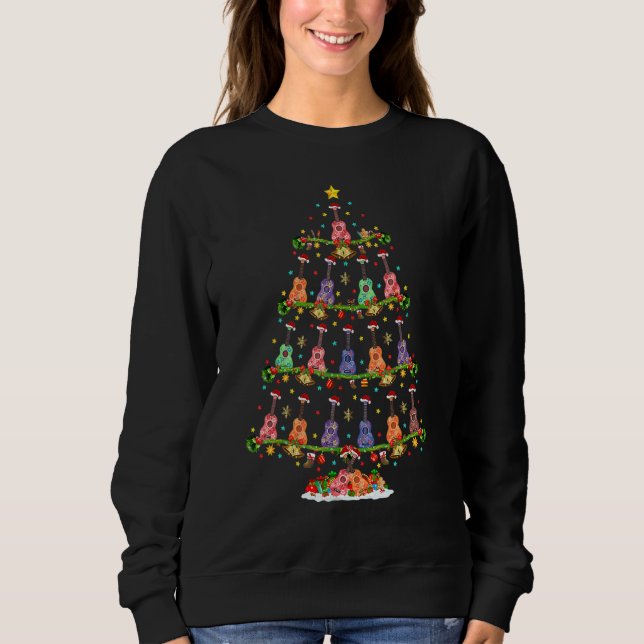 Ukulele Guitar Xmas Lighting Santa Ukulele Christm Sweatshirt (Front)