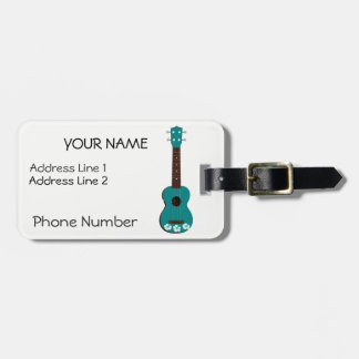 Ukulele Hibiscus Luggage Tag