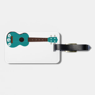 Ukulele Hibiscus Luggage Tag
