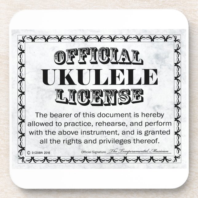 Ukulele License Coaster (Front)