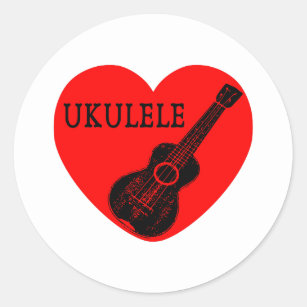 Ukulele Love Classic Round Sticker