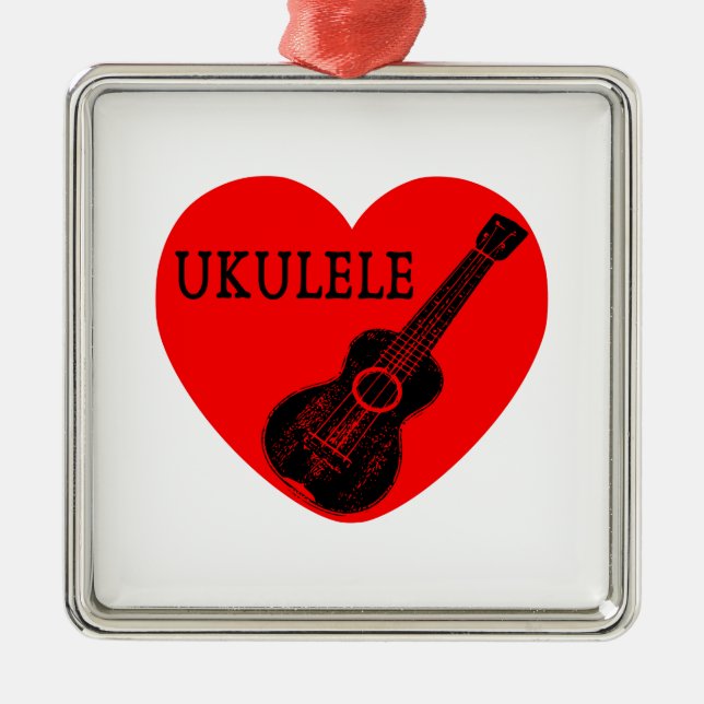 Ukulele Love Metal Ornament (Front)